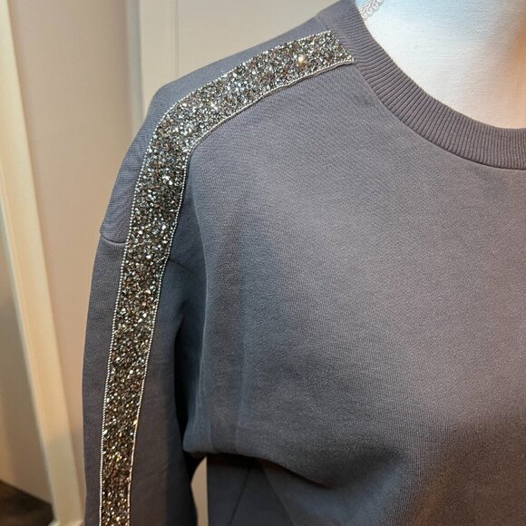 Zara Gray crewneck Embellished Sweatshirt, Size Small - Picture 9 of 11